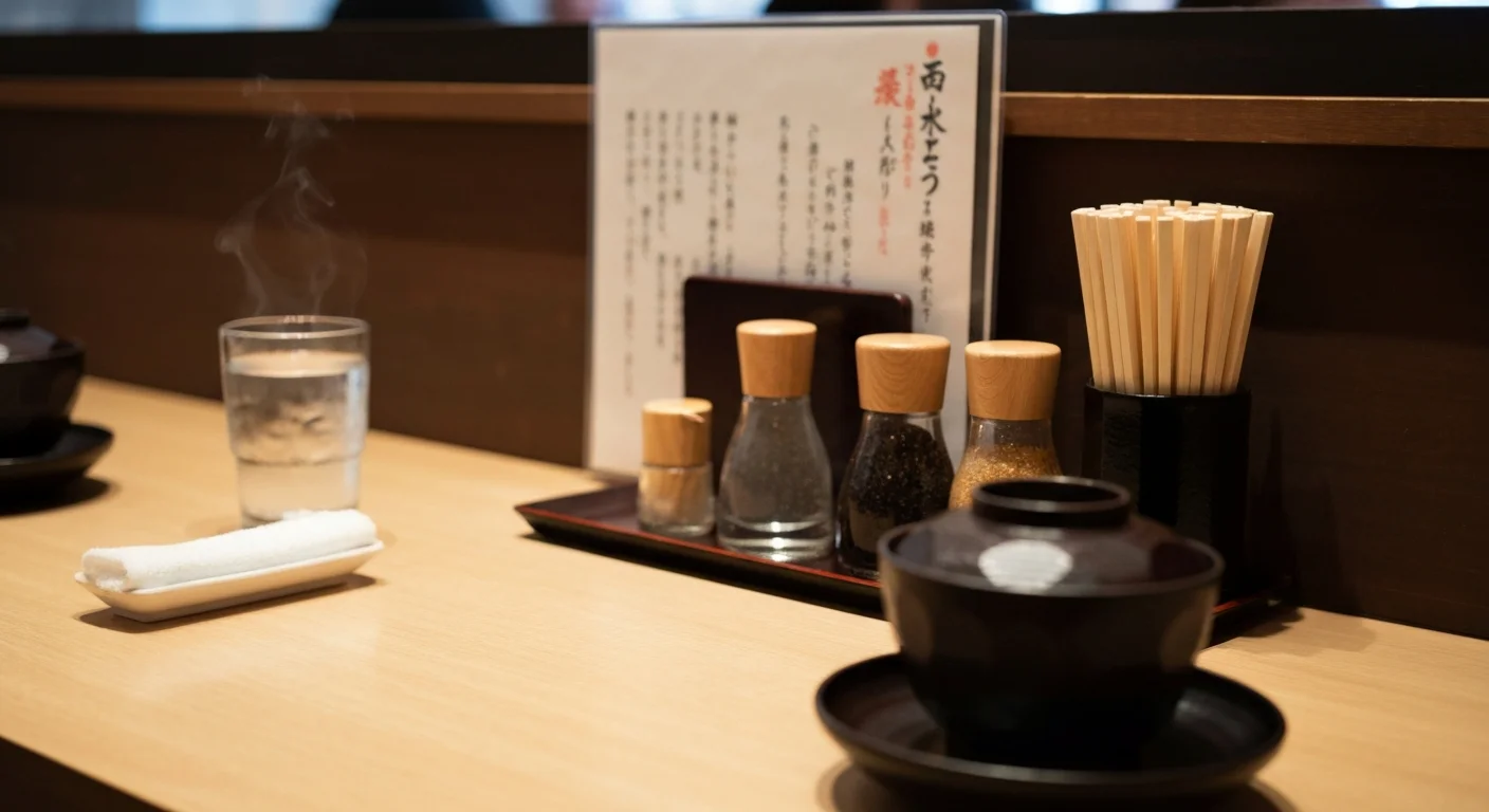 窓際のテーブルで麻辣湯を食べ終えたあとにドリンクを置いた余韻のある席景