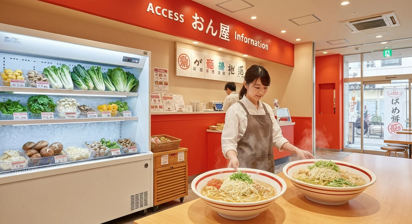 ルルサス防府1階の店前から客席方向を見渡し、通路と入口がわかる広角写真